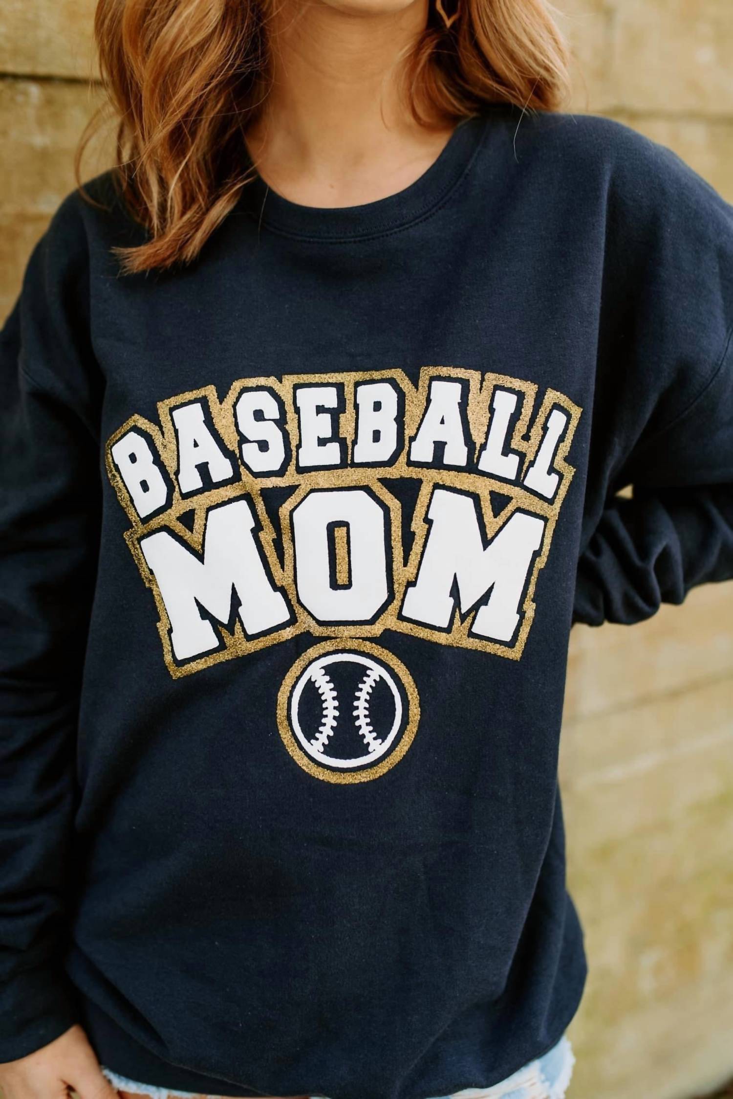 Southern Bliss - Baseball Mom Varsity Glitter Sweatshirt