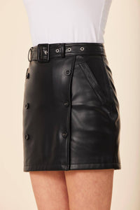 Dolce Cabo - Vegan Leather Side Button Skirt