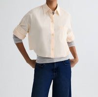 TWP Next Ex Shirt in creme de peche 1 - women's long sleeve top
