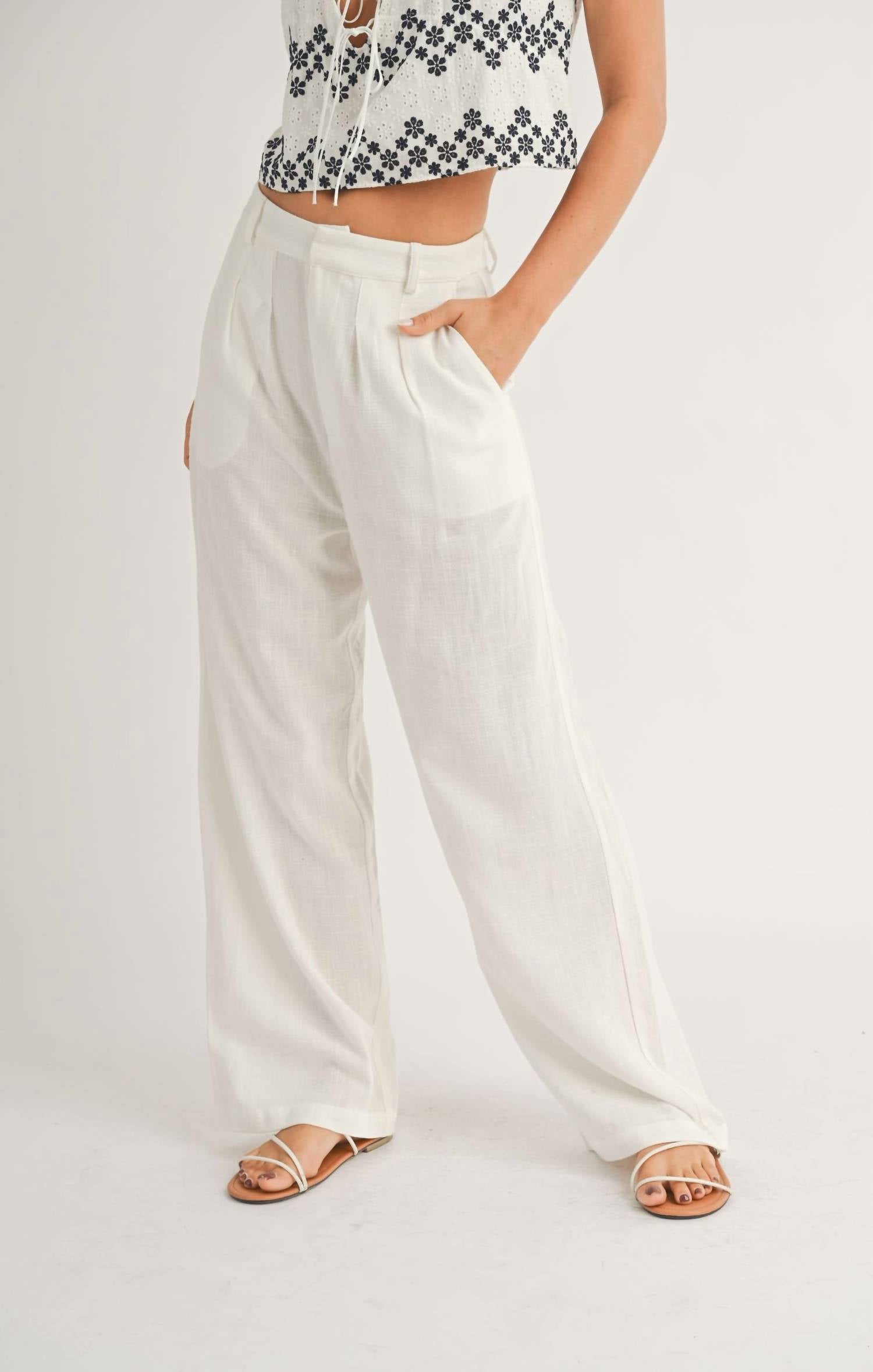 Sage The Label - Sandy Cove Pleated Linen Pants