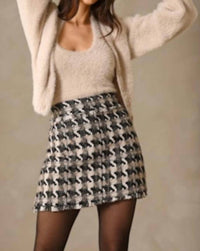 Greylin - Lenny Houndstooth Tweed Mini Skirt