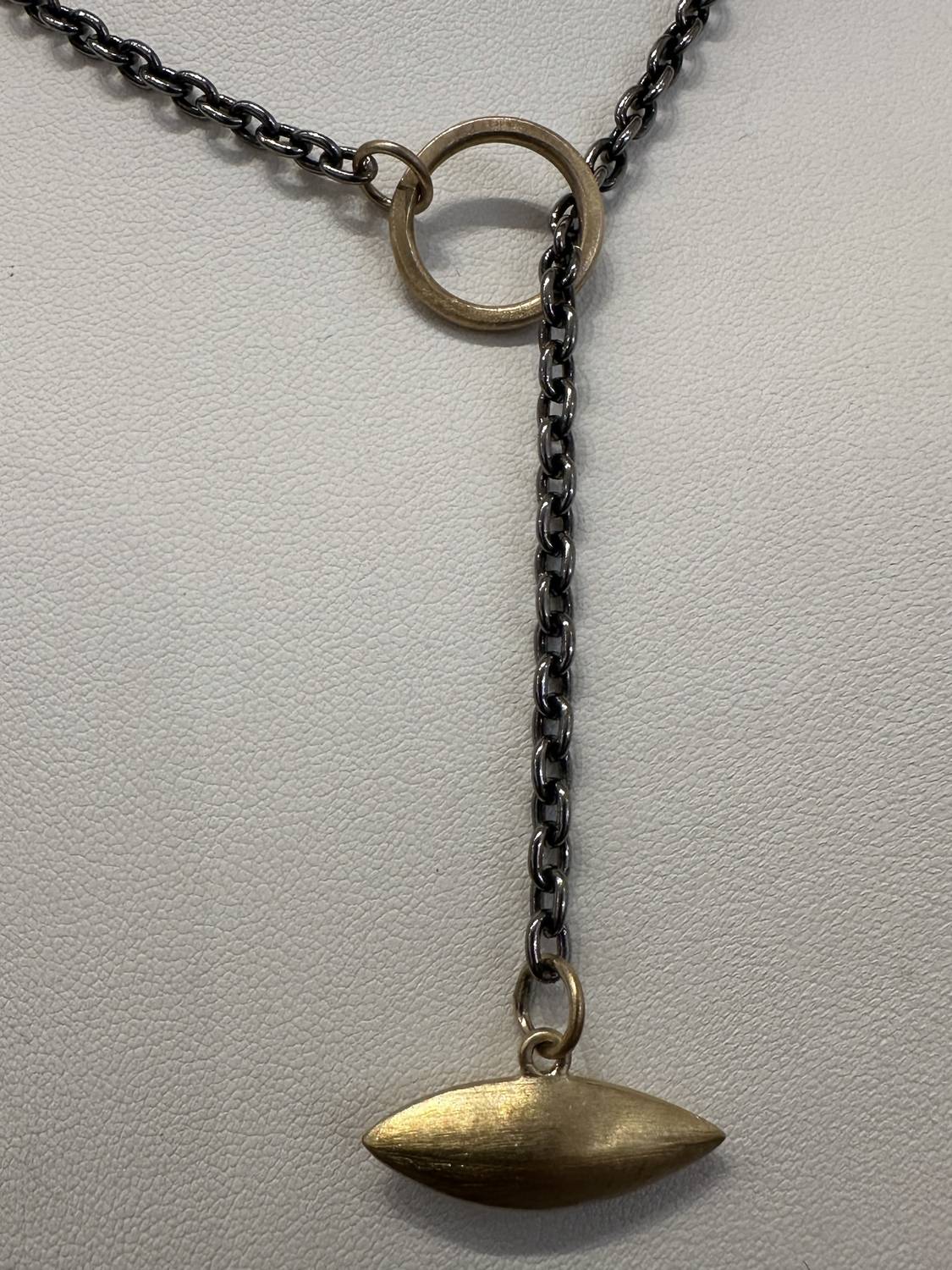 Lisa Ziff Designs - 10k Pip Toggle Necklace With Rho Chain
