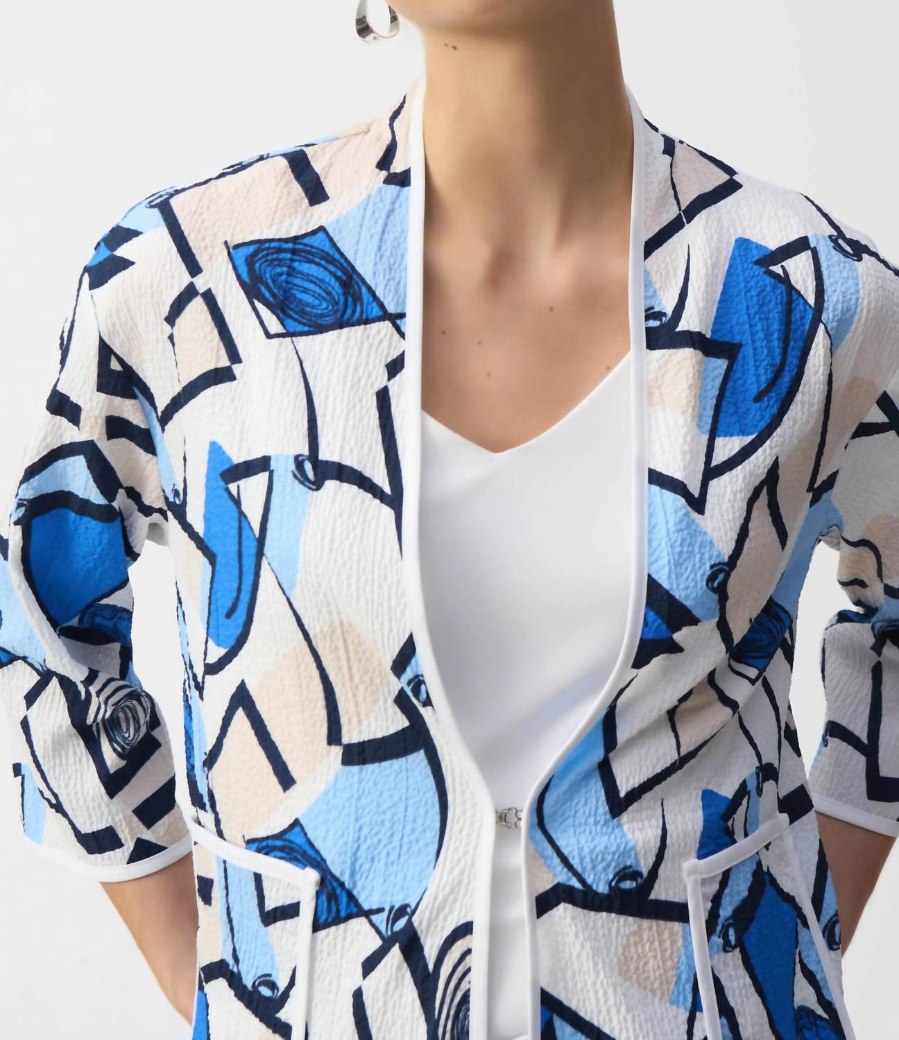 Joseph Ribkoff - Geometric Print Crinkled Jacket