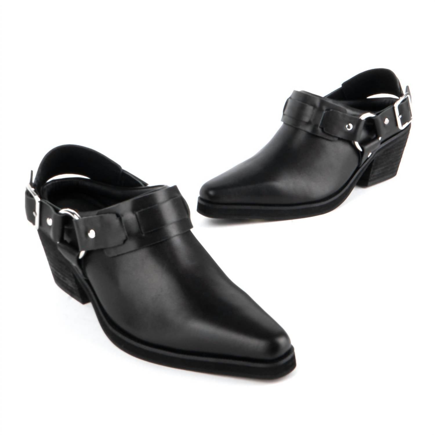 INTENTIONALLY BLANK Women's Friday Pointed Toe Mules in black - women's shoe - detail view