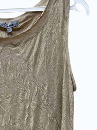 Shana Apparel Women's Crinkle Shell Top in khaki - women's tank top - detail view