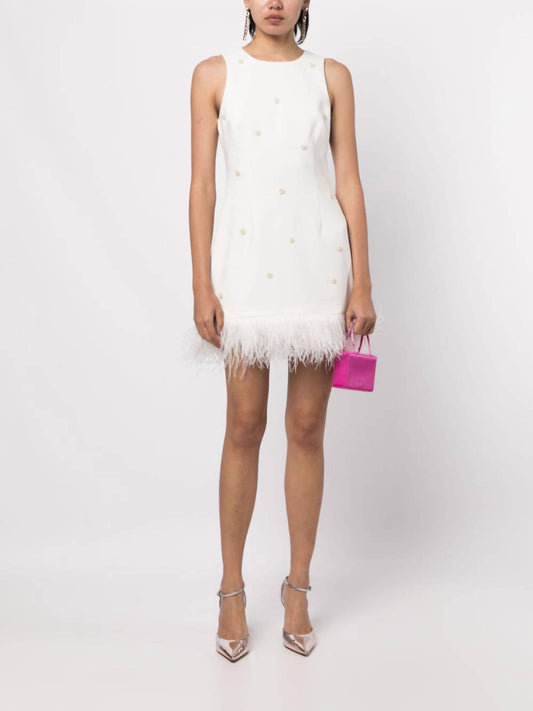 Likely - Aries Embellished Feather-Hem Mini Dress