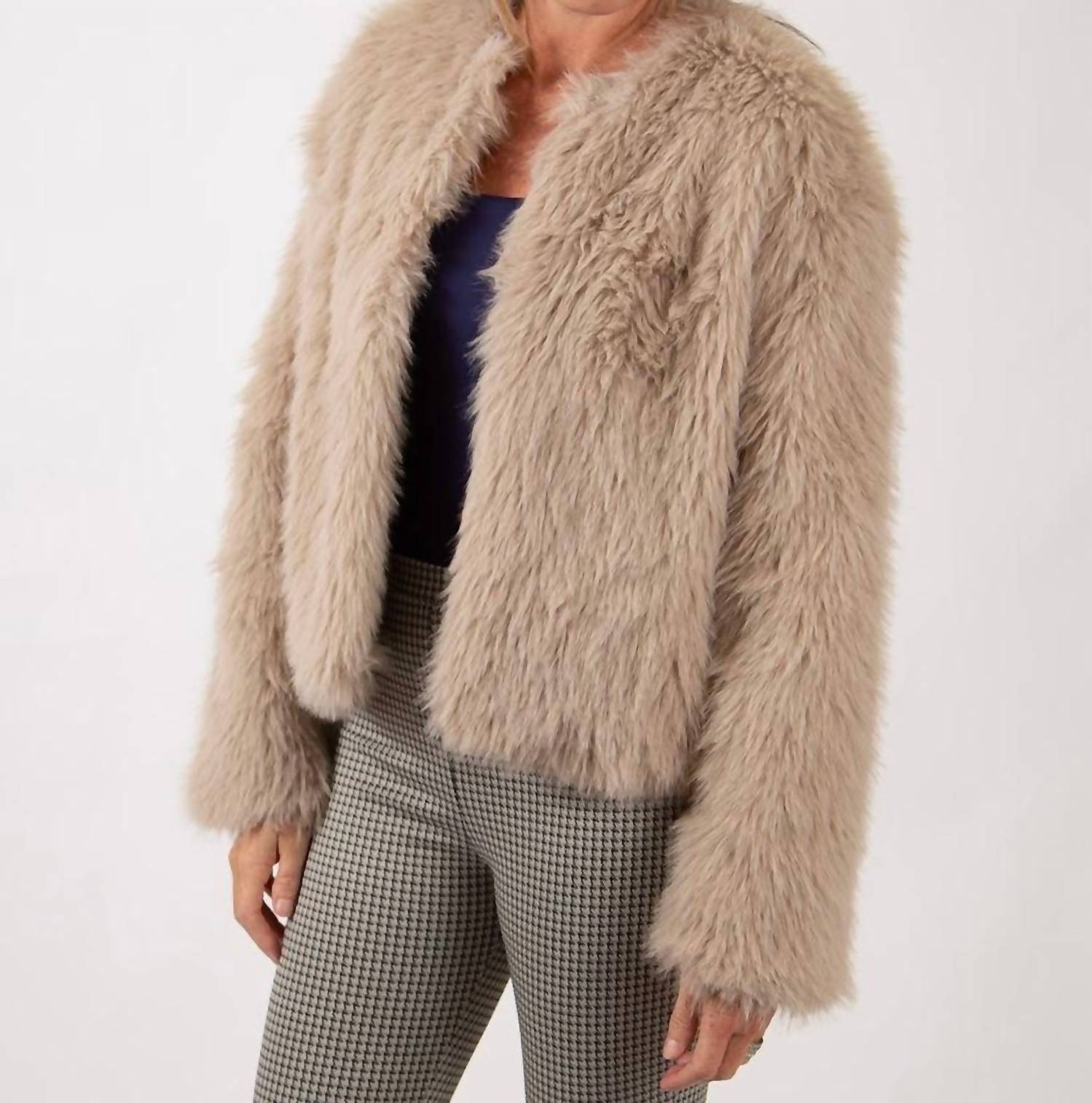 Miou Muse - Faux Fur Cropped Jacket