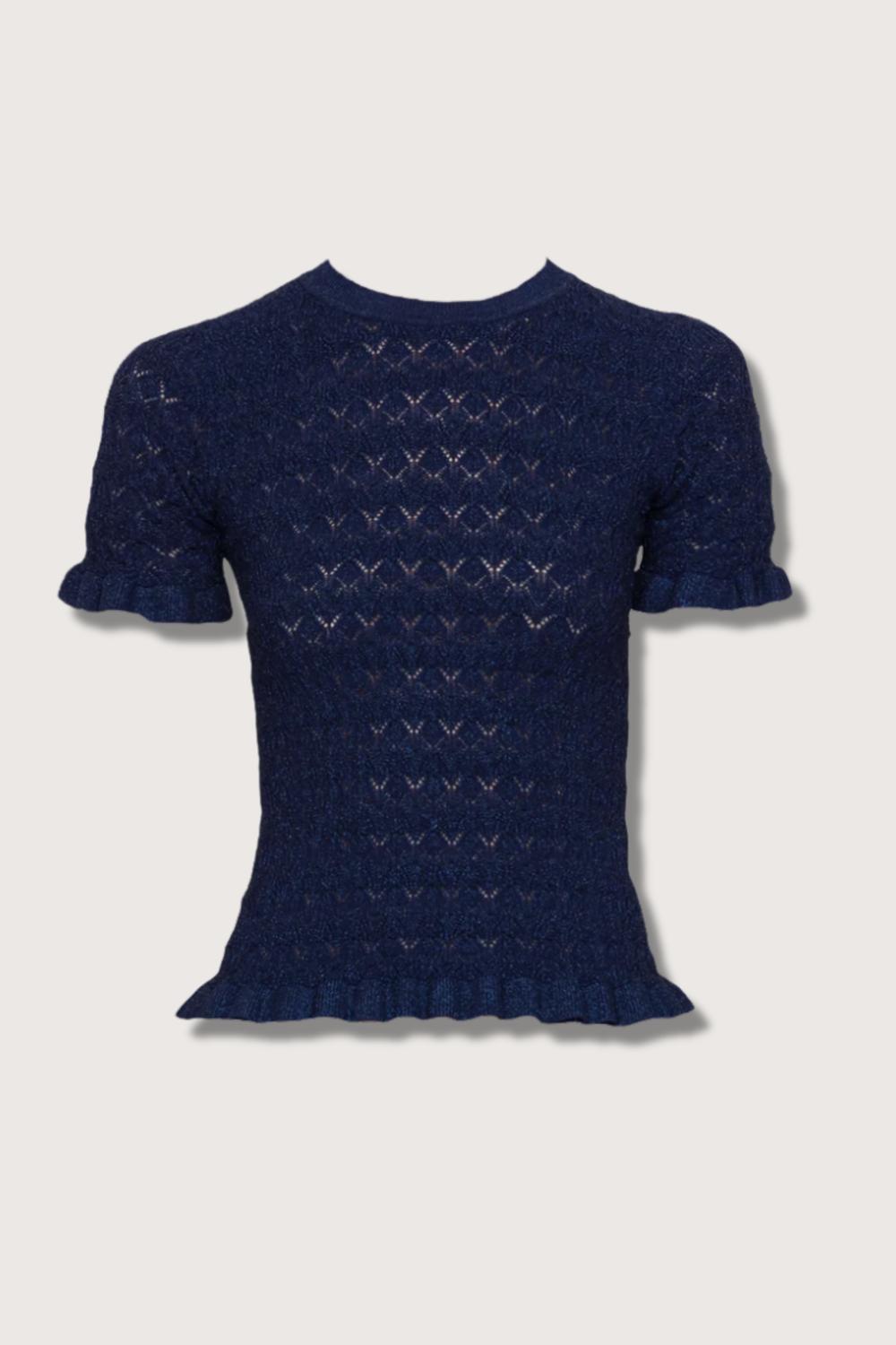 Sea - Ruby Sparkle Knit Short Sleeve Top