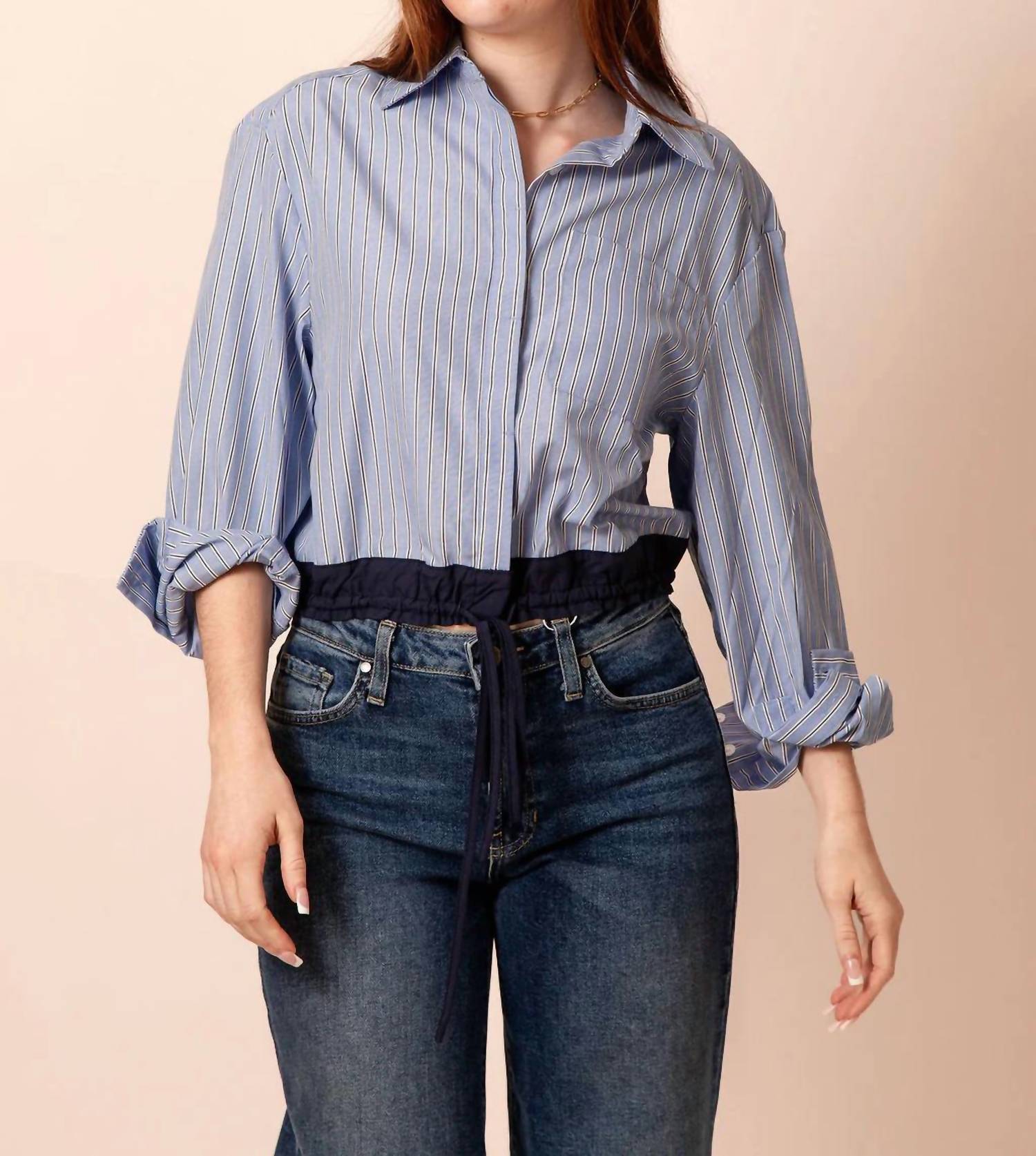Elan - Ellie Cropped Button Down Top