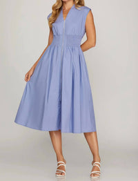 She + Sky - Women's Zip Front Midi Dress