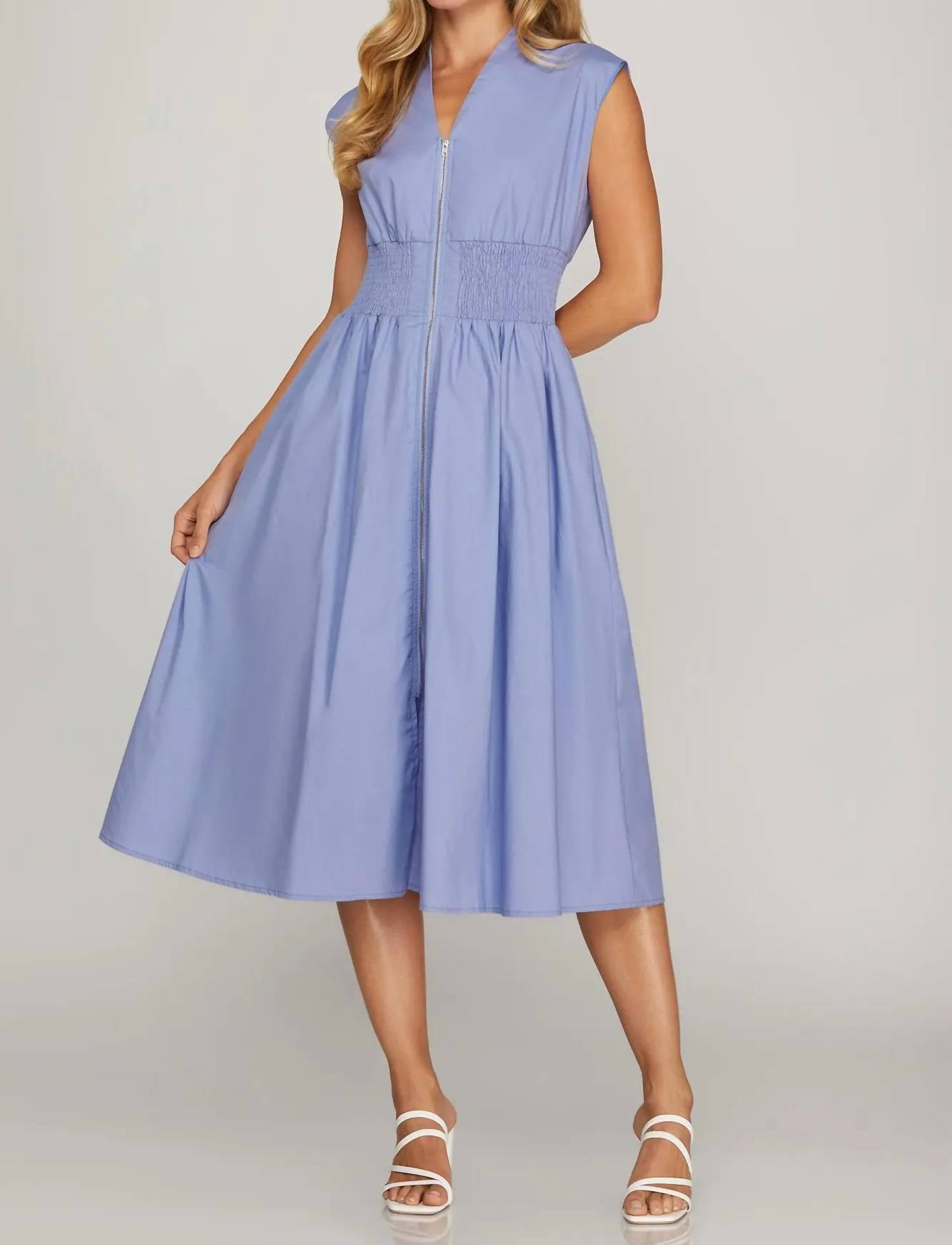 She + Sky - Women's Zip Front Midi Dress