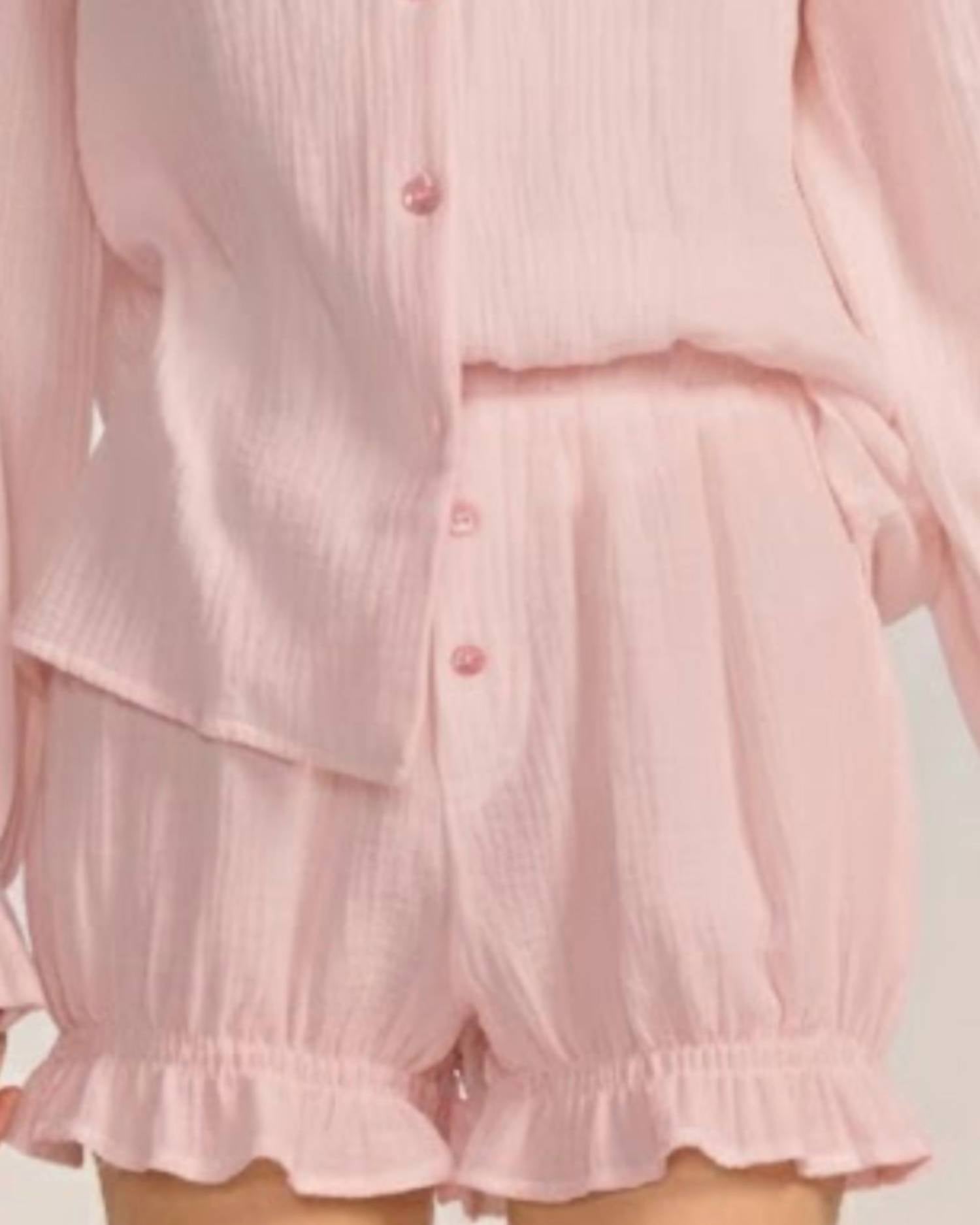 Belle D'Amour - Cotton Gauze Button Down Shorts
