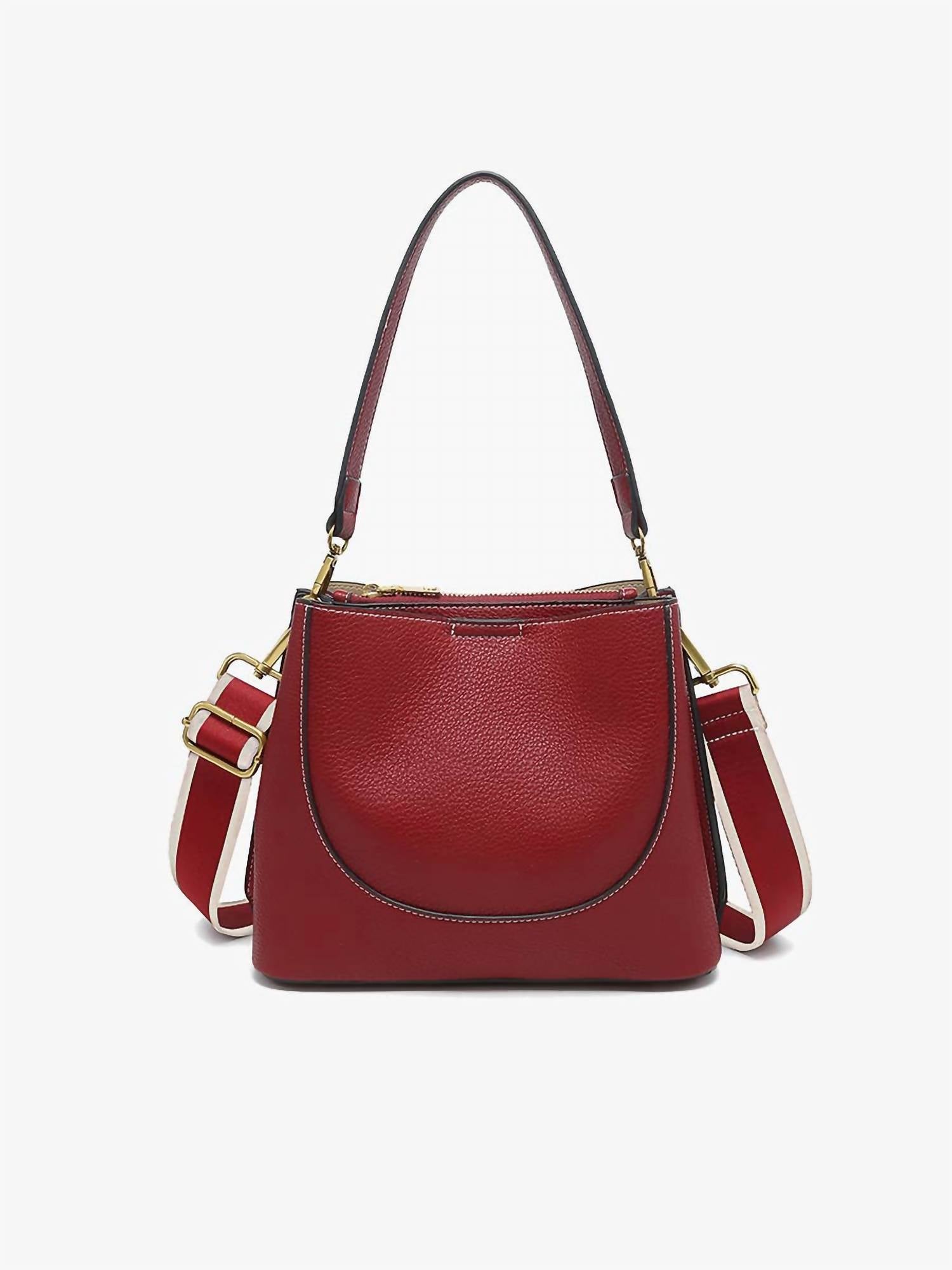 Jen & Co. - Women's Corinna Bucket Bag With Two-toned Canvas Guitar Strap
