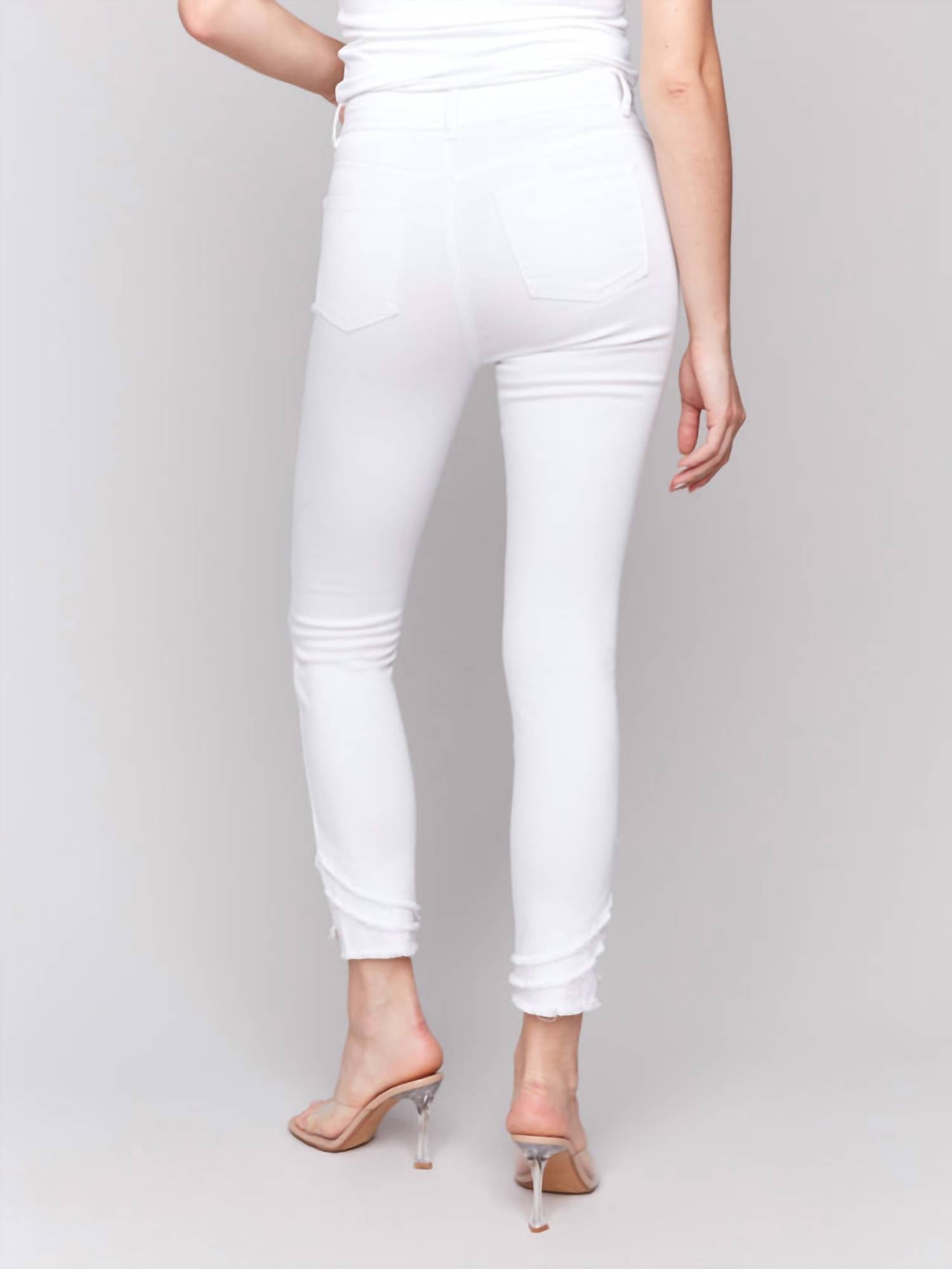 Charlie B - Slanted Fringe Detail Ankle Pants