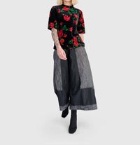 ALEMBIKA Aria Velvet Mockneck Tee in roses - women's t-shirt - view 7