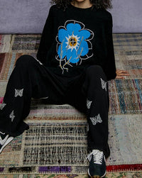 Pol - Contrast Floral Fringe Detail Sweater