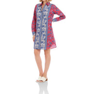 Karen Kane - Long Sleeve Border Print Shirtdress