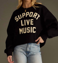 Panache Apparel Support Live Music Sweatshirt in black - women's top