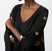 Joseph Ribkoff - Button Accent Slit Sleeve Shift Dress