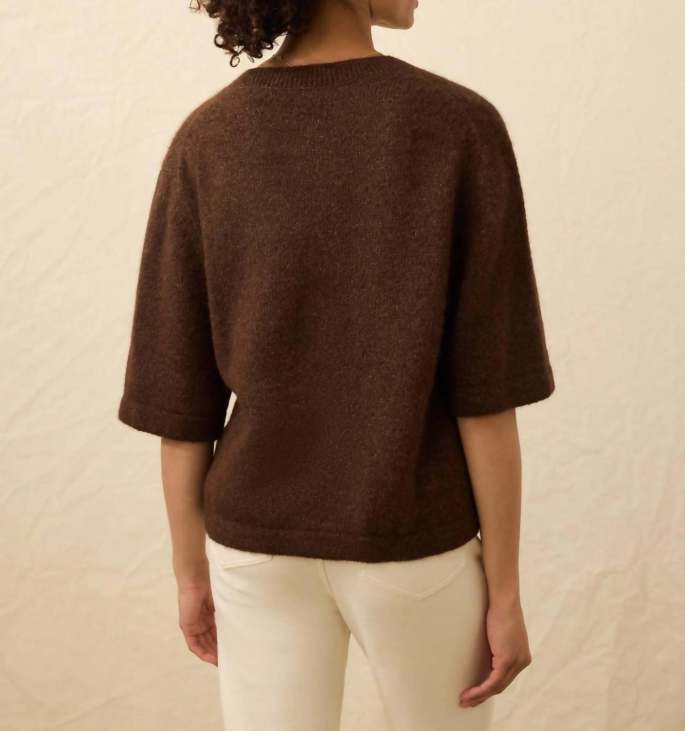 Faherty Apres Alpaca Cardigan in walnut brown 1 - women's cardigan - detail view