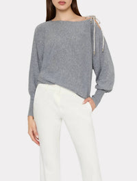 Milly - Ida Crystal Bow Cold Shoulder Sweater