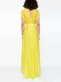forte forte Chiffon Silk Maxi Dress in yellow - women's dress - alternate view
