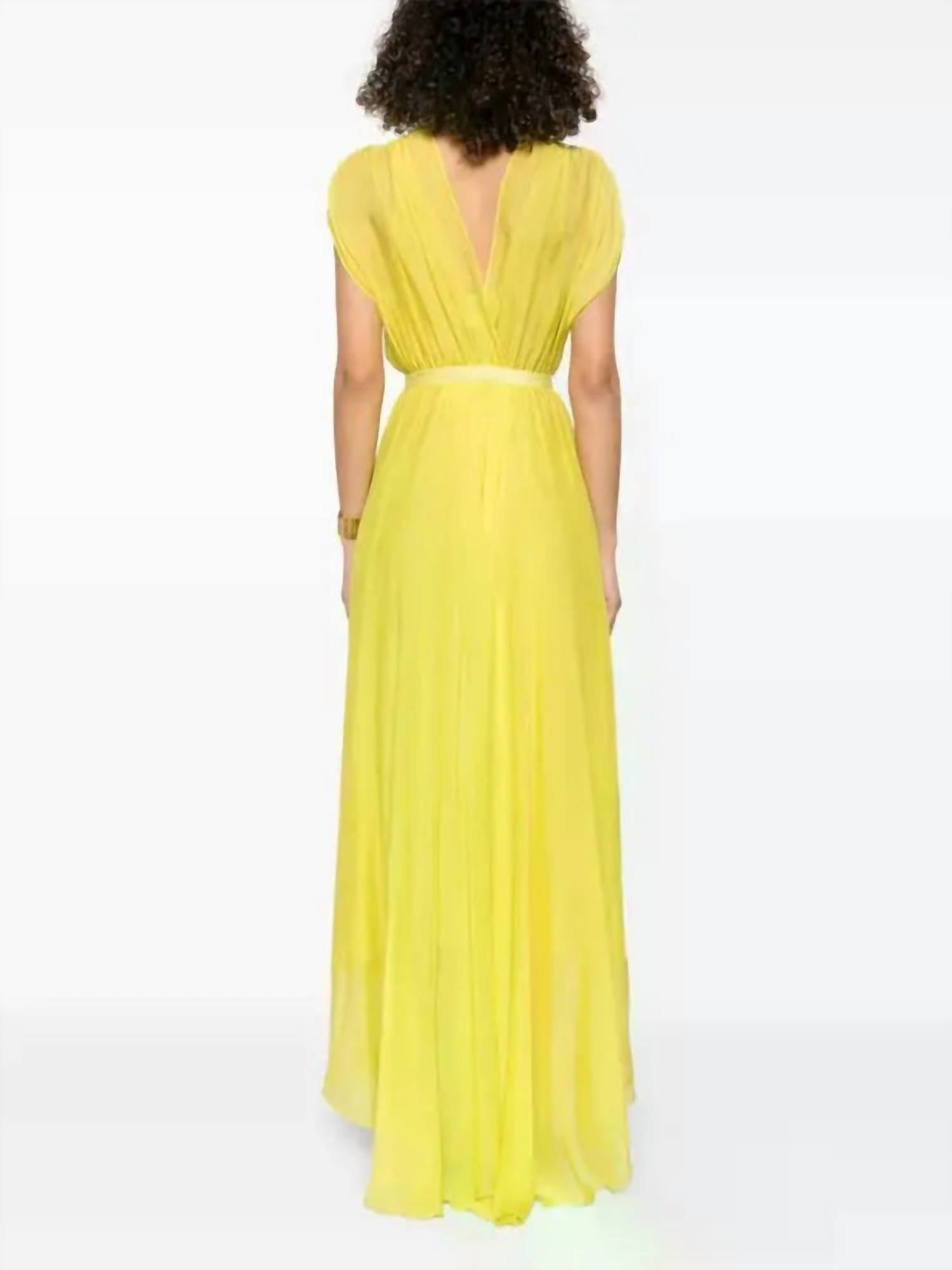 forte forte Chiffon Silk Maxi Dress in yellow - women's dress - alternate view