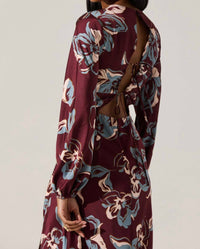 Astr - Elyse Satin Floral Midi Dress