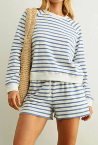 Miou Muse - Striped Terry Top And Shorts Set