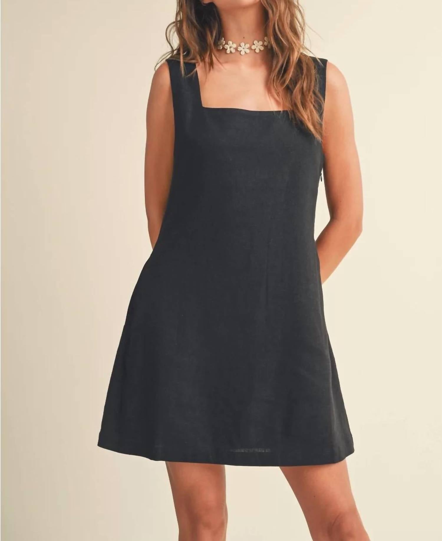 Miou Muse - Sleek Linen Mini Dress