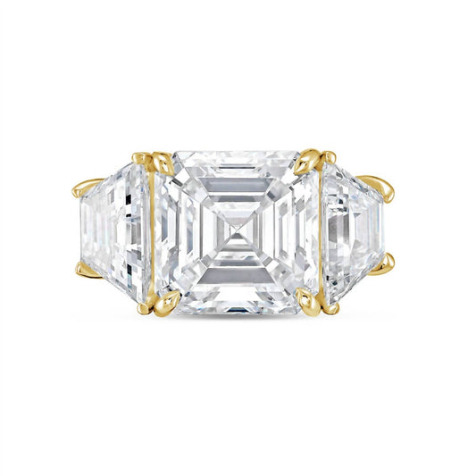 Diana M Jewels - 8.00cts Asscher-cut Lab-grown Diamond Ring With 1.00ct Trapezoid Side Stones