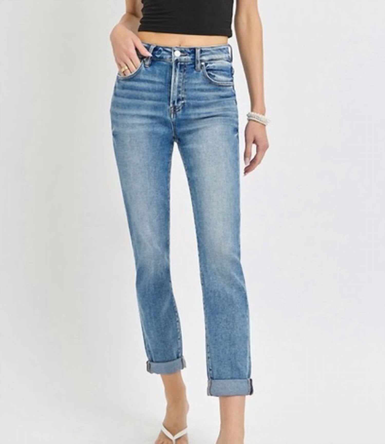 Risen - Haven High Rise Ankle Skinny Roll Up Jeans