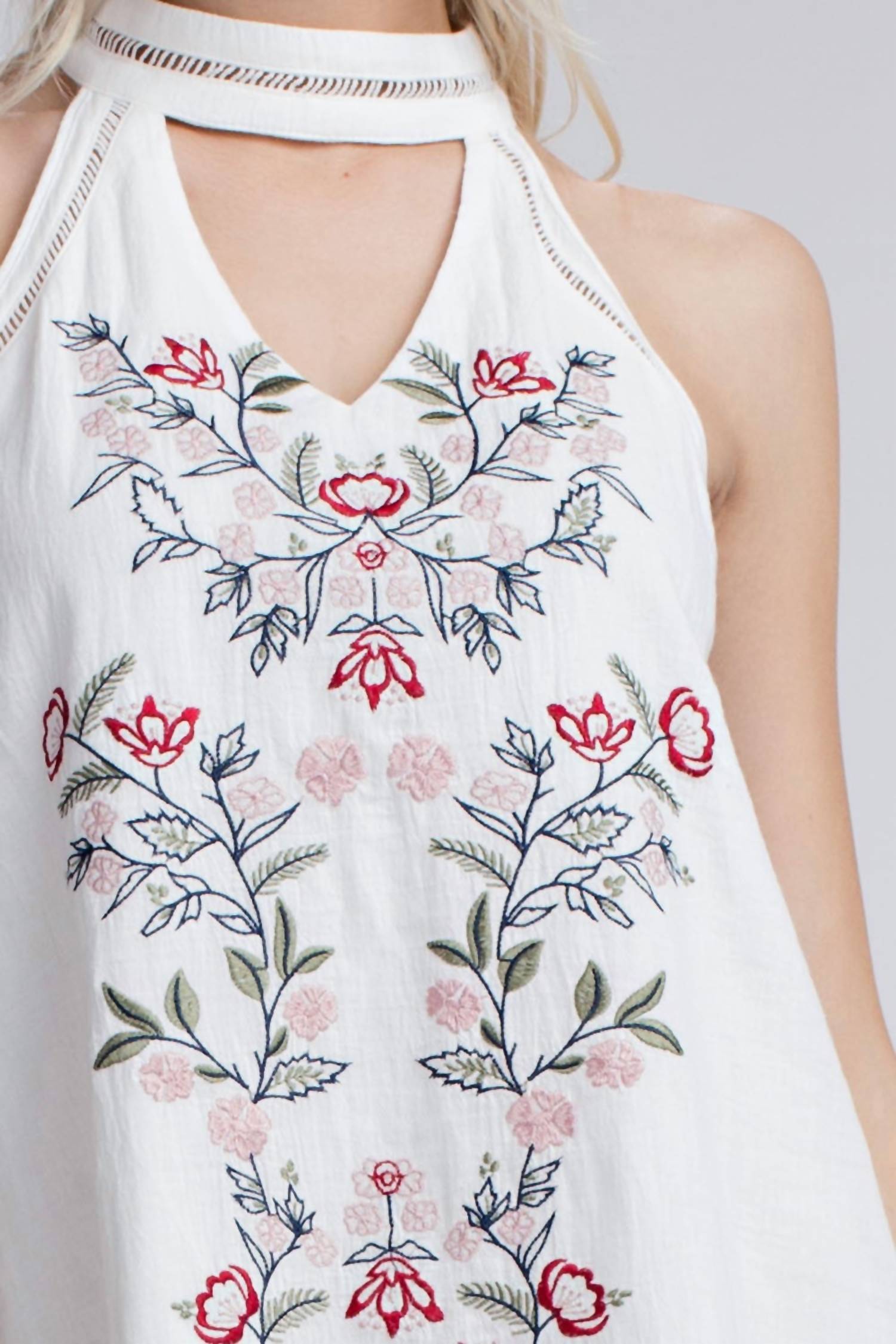 Honey Punch - Embroidered Halter Mini Dress