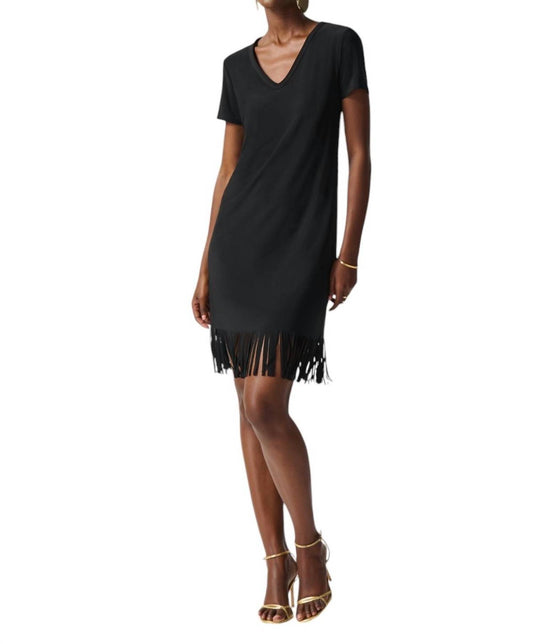 Joseph Ribkoff - KNEE-LENGTH SHIFT DRESS WITH FRINGES