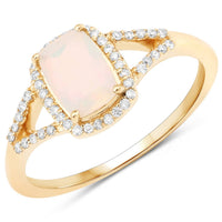 Diana M Jewels Women's Cushion Natural Ethiopian Opal Fashion Ring (0.54 Ct) - Delicate in 14k yellow gold - women's jewelry - detail view