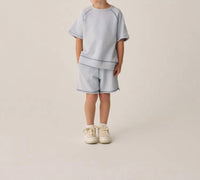 Rylee + Cru Short Sleeve Sweatshirt in light blue - kids' t-shirt - alternate view