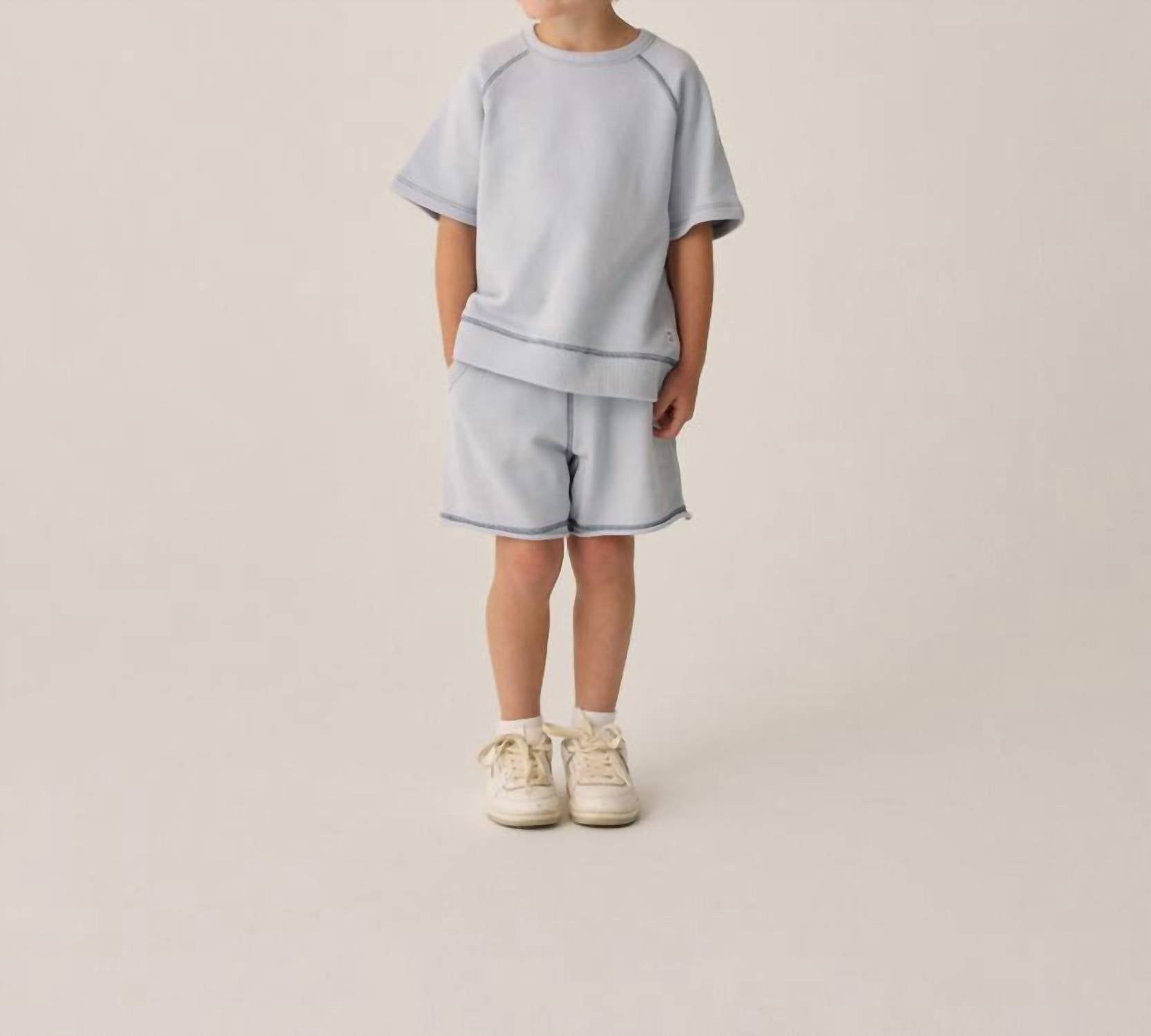 Rylee + Cru Short Sleeve Sweatshirt in light blue - kids' t-shirt - alternate view