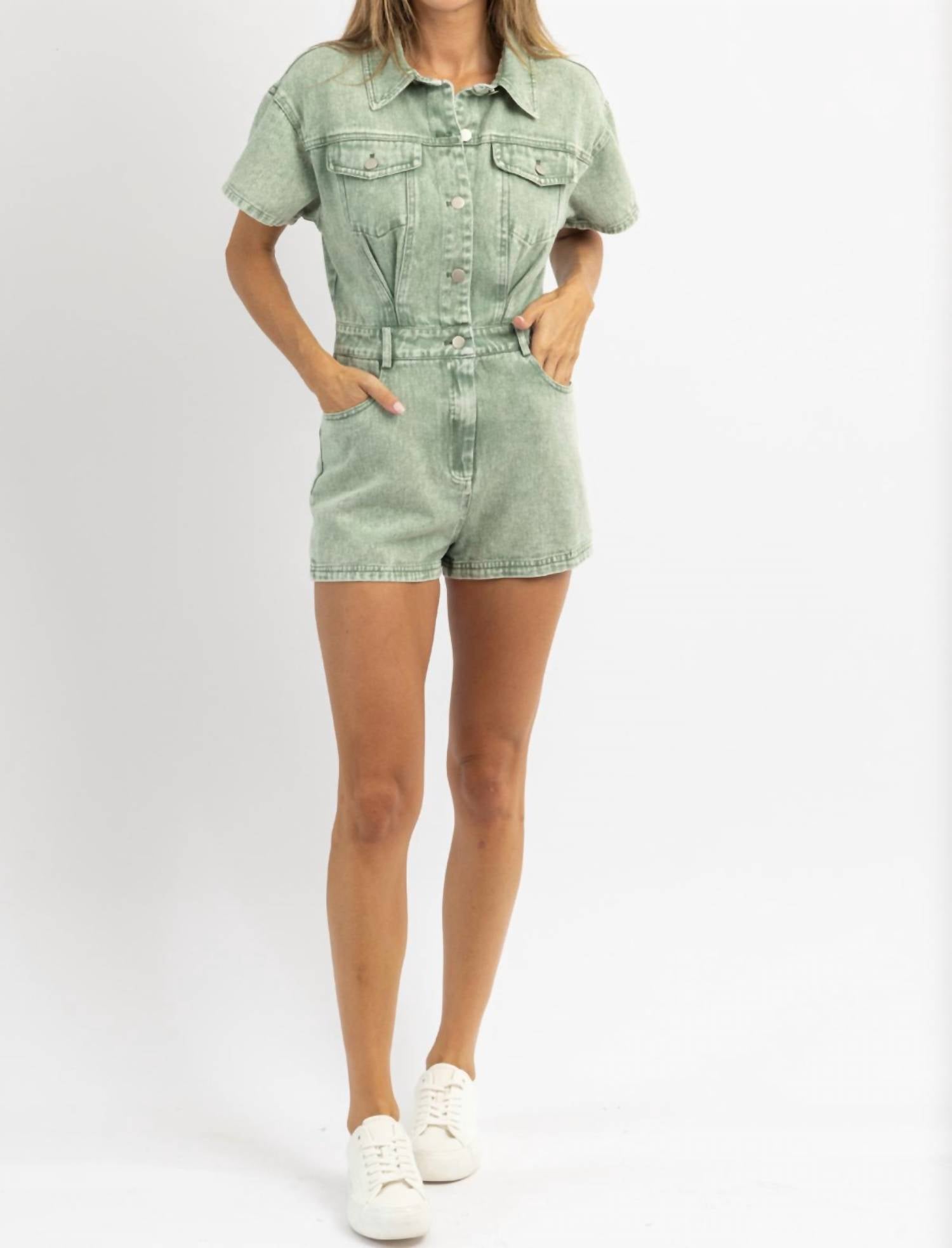 Le Lis - Denim Button Romper