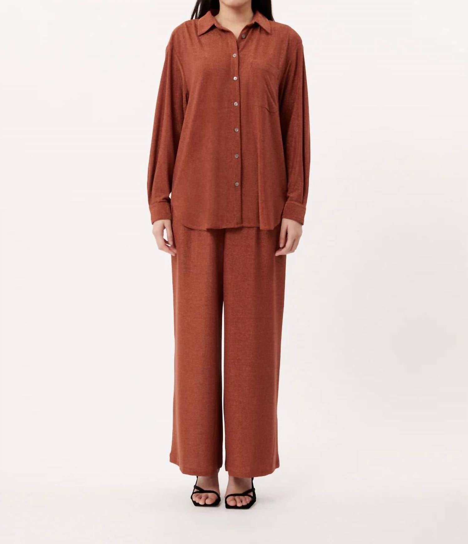 FRNCH Maelle Flowing Shirt in orange brule - women's long sleeve top