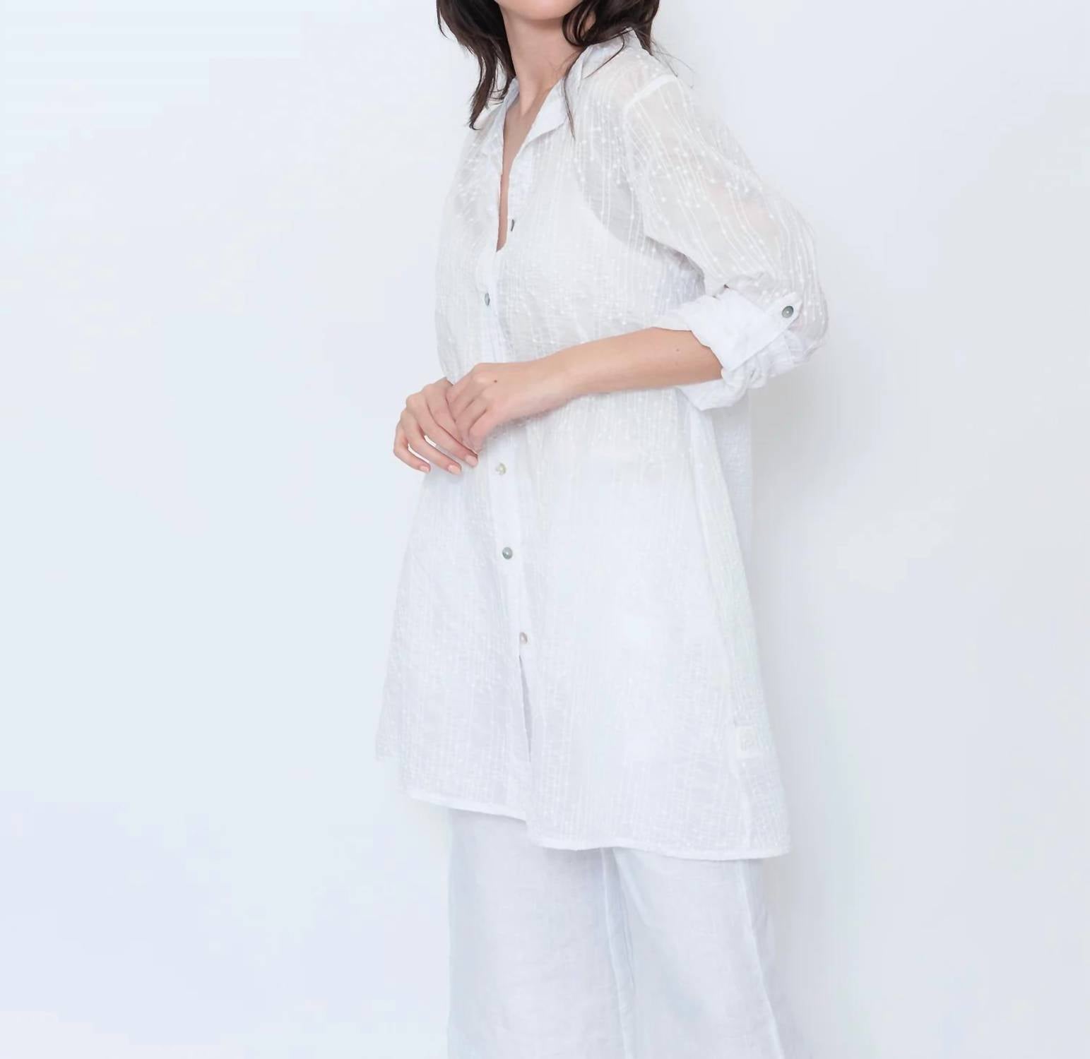 Blueberry - Sheer Button Up Tunic