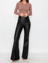 Canvas Apparel - Pleather High Waist Flare Pants