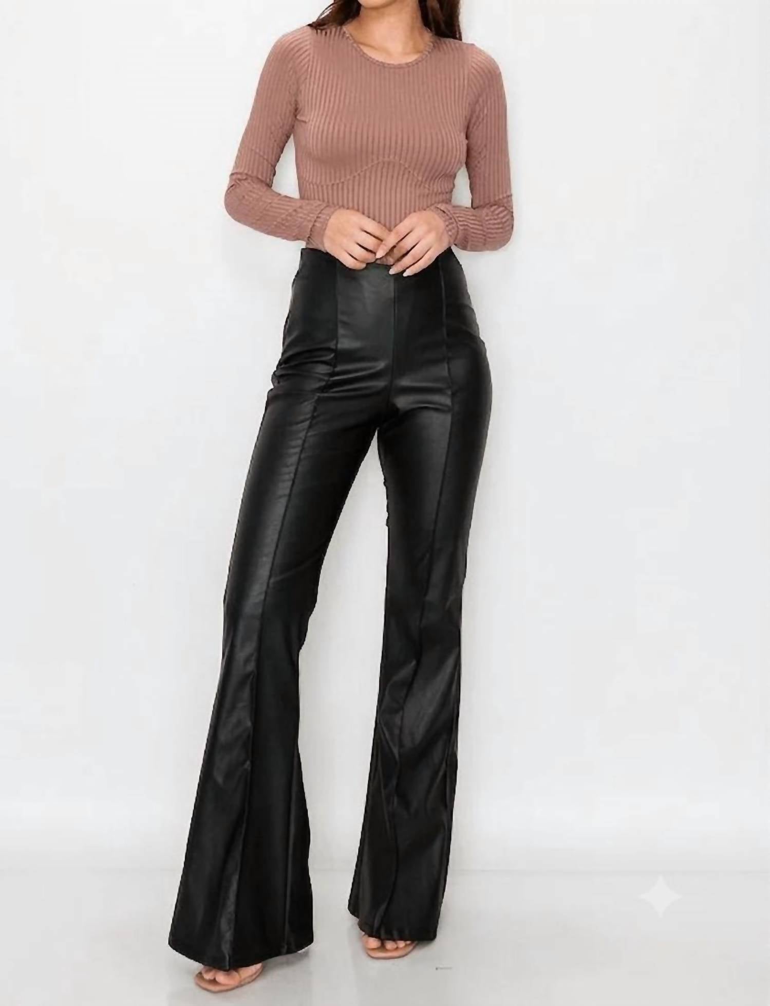 Canvas Apparel - Pleather High Waist Flare Pants