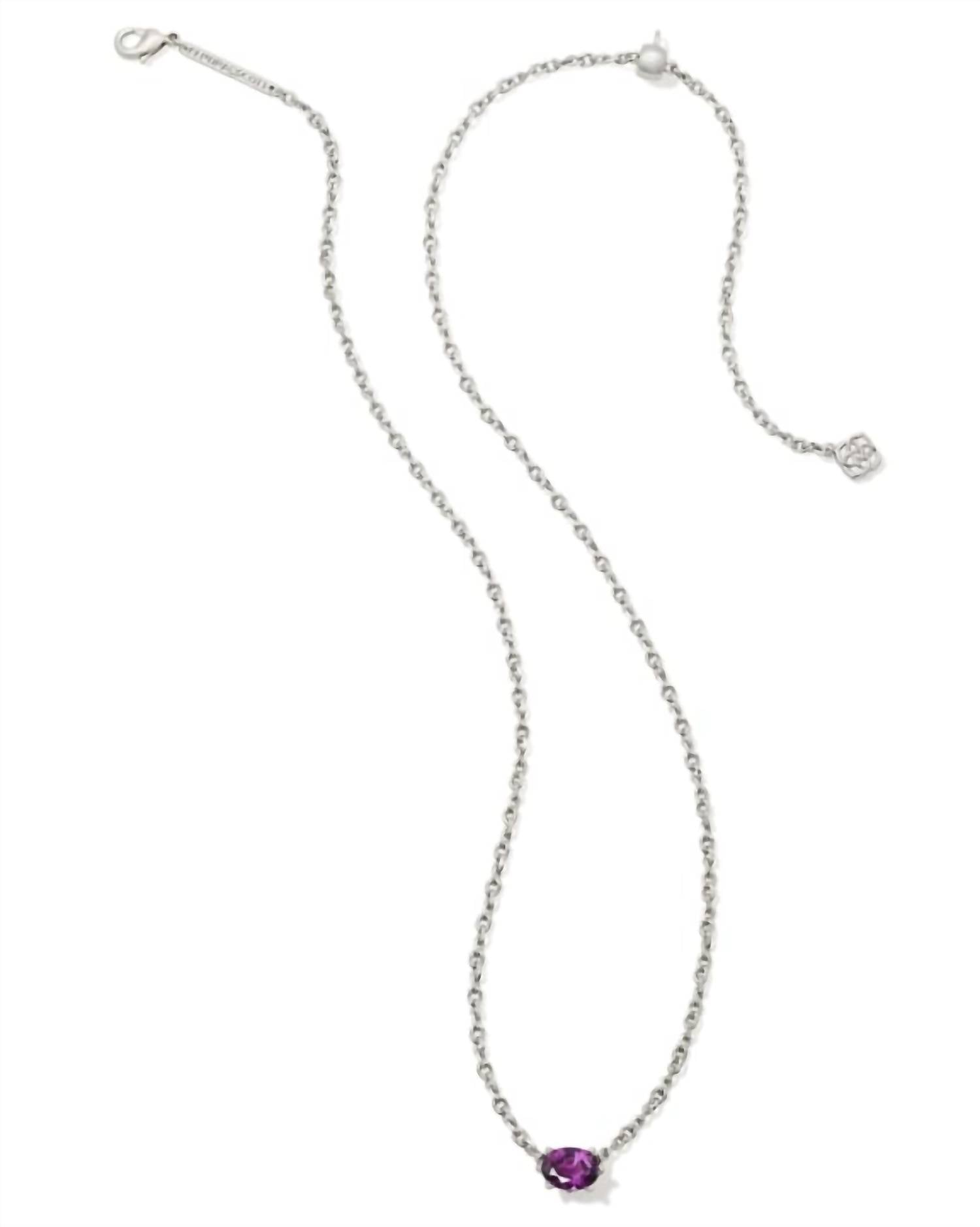 Kendra Scott Women's Cailin Rhodium Necklace in purple crystal - women's jewelry - detail view