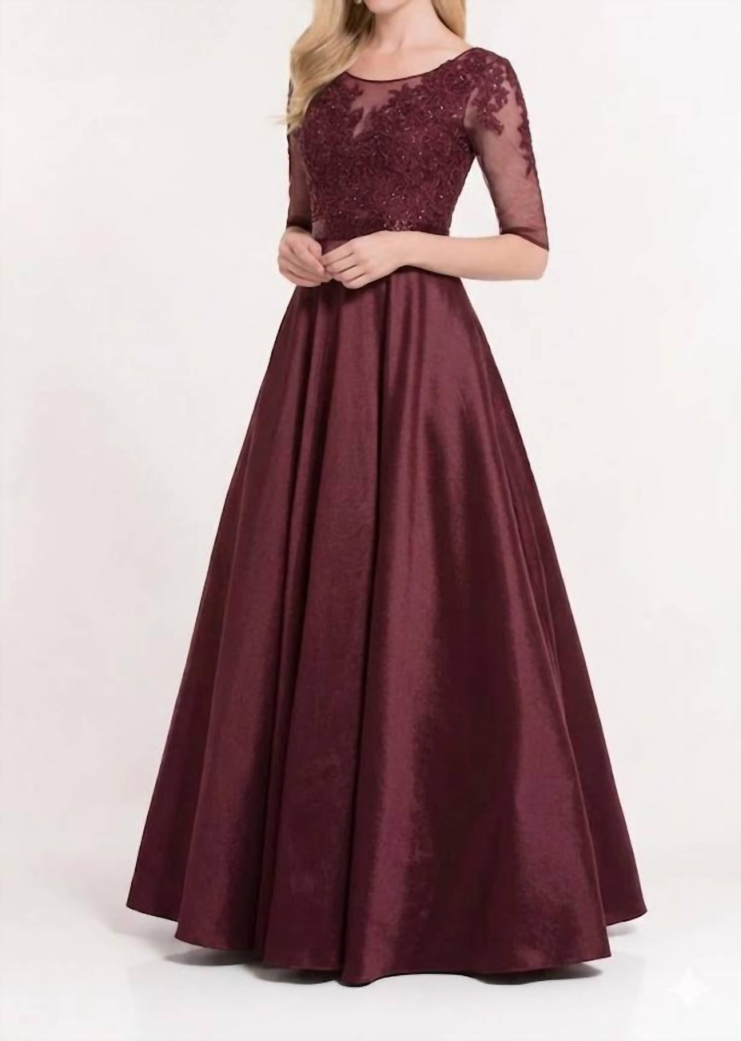 ALYCE PARIS Floral Embellished Ball Gown in burgundy - women's dress