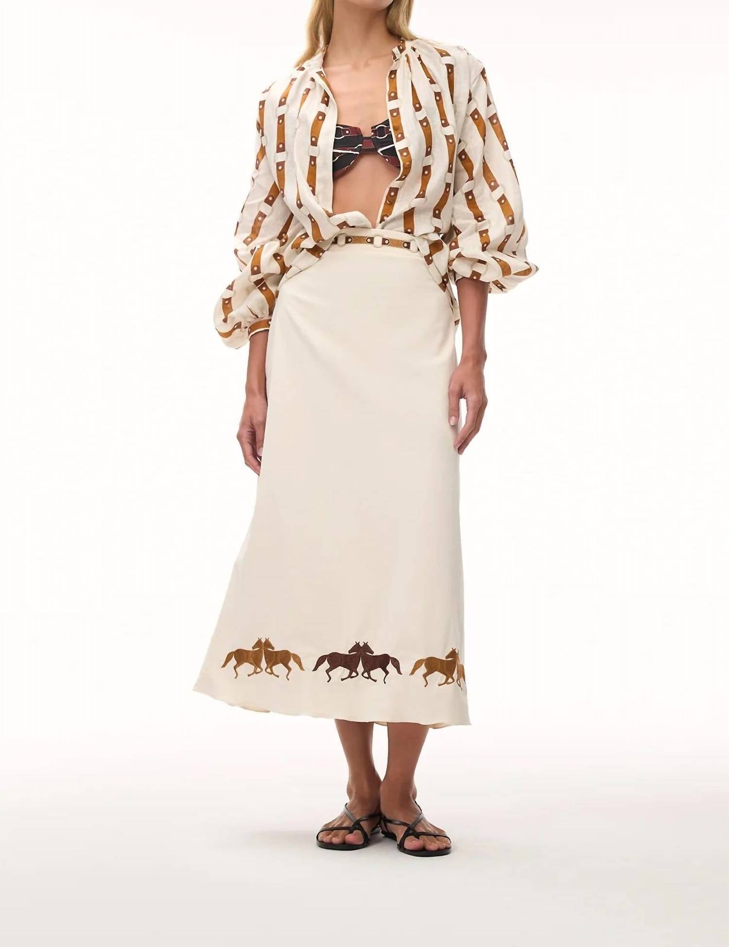 JUAN DE DIOS Don Simon Blouse Linen Shirt in horse reins rie - women's blouse
