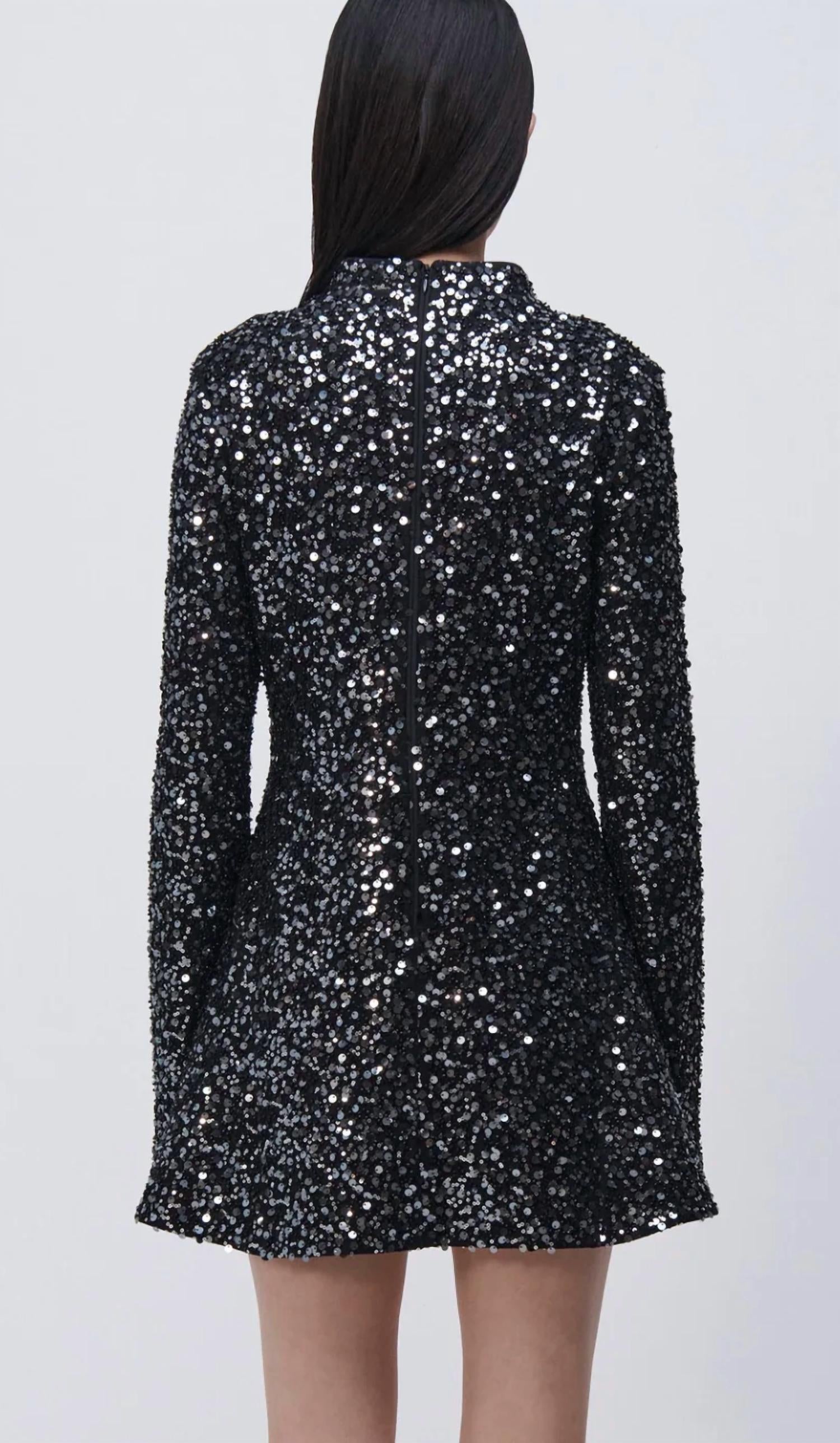 SIMKHAI Safia Mini Dress in black - women's dress - detail view