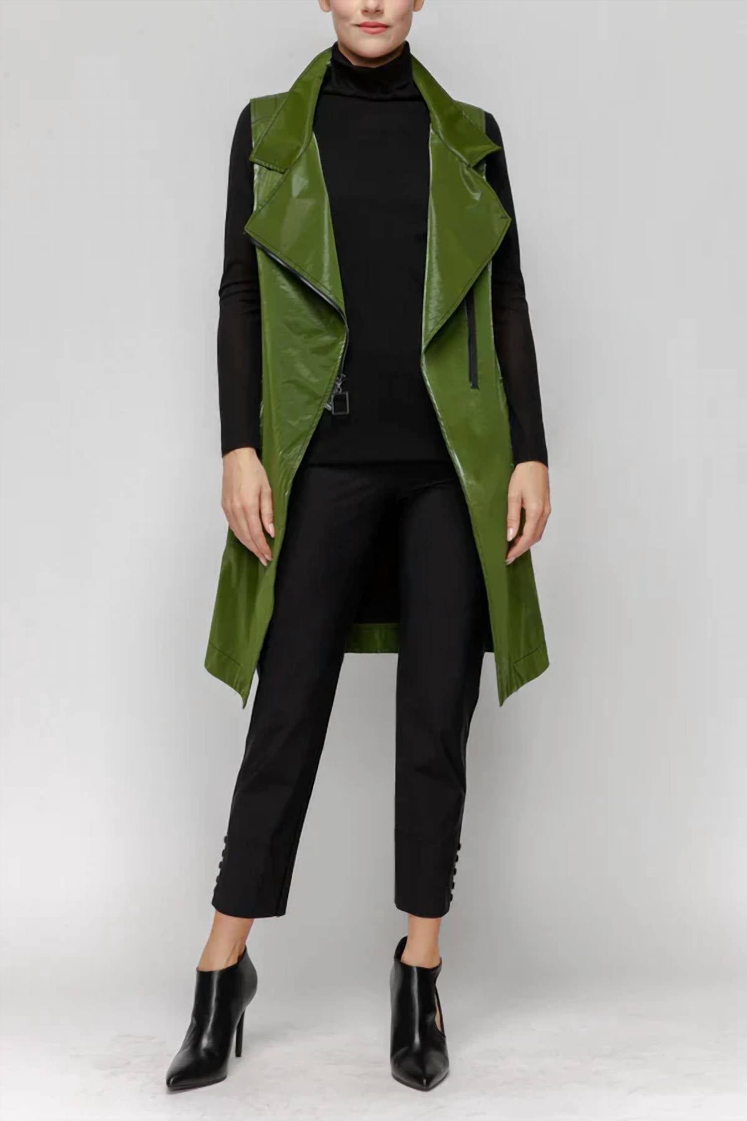 Ic Collection - High Neck Biker Long Vest