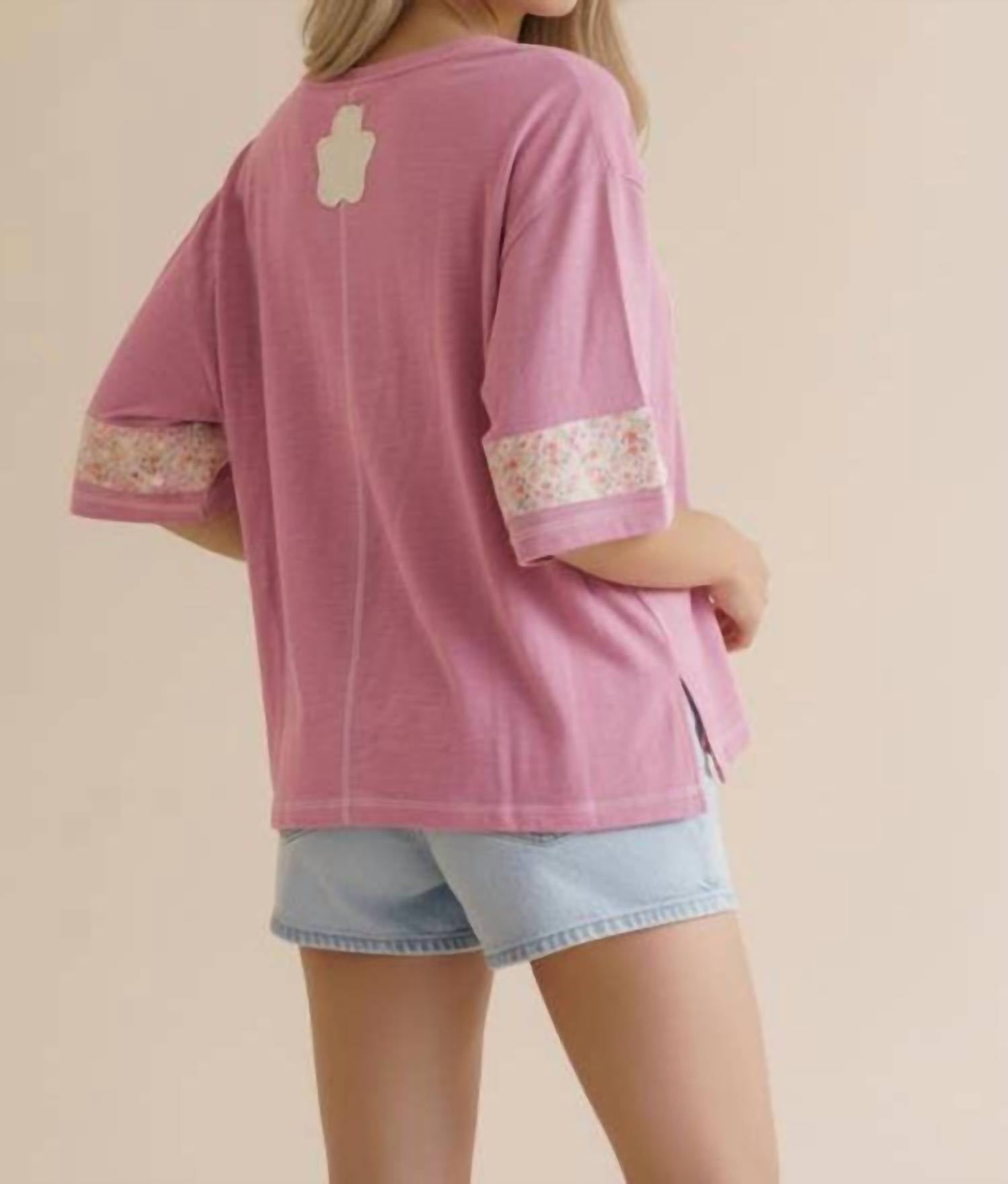Haptics - Flower Patch Color Block Loose Fit Top