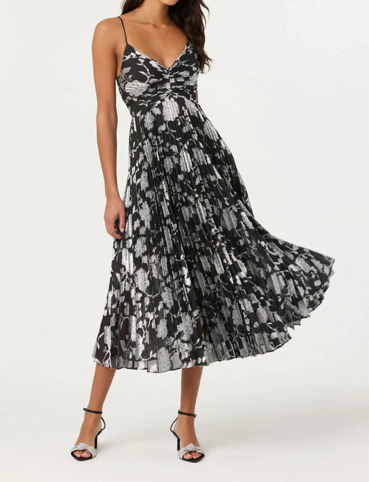 Astr - Saoirse Metallic Pleated Dress