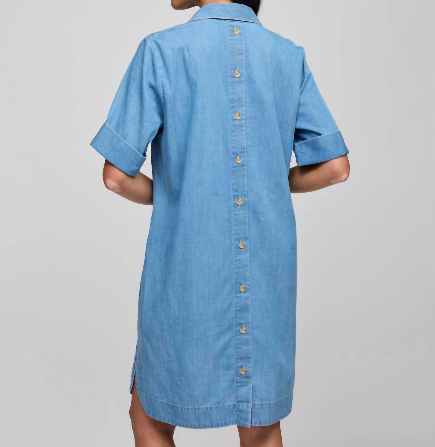 Hinson Wu Aileen Short Sleeve Dress in lt wash - women's dress - alternate view